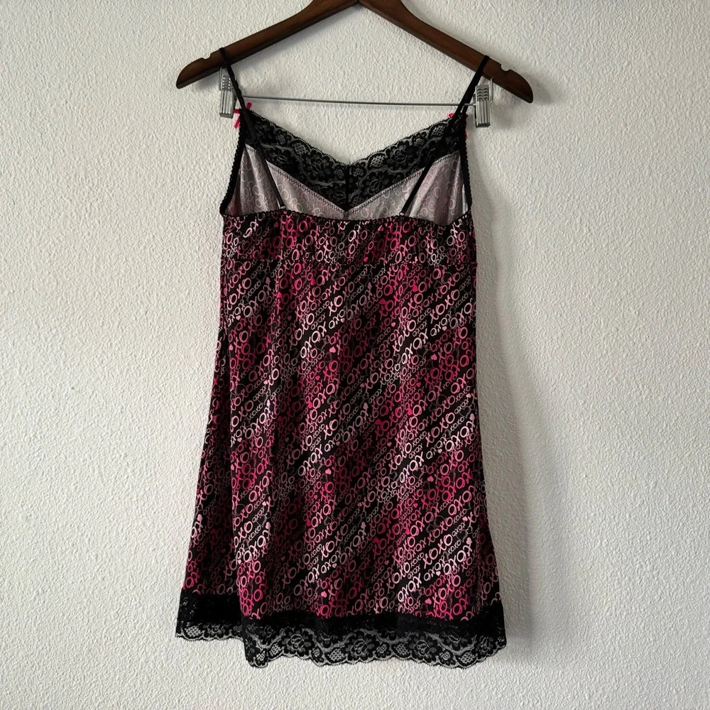 XOXO Black Hearts Nightie Dress Lace Nightgown  Size 6/Medium Feminine - Picture 6 of 8